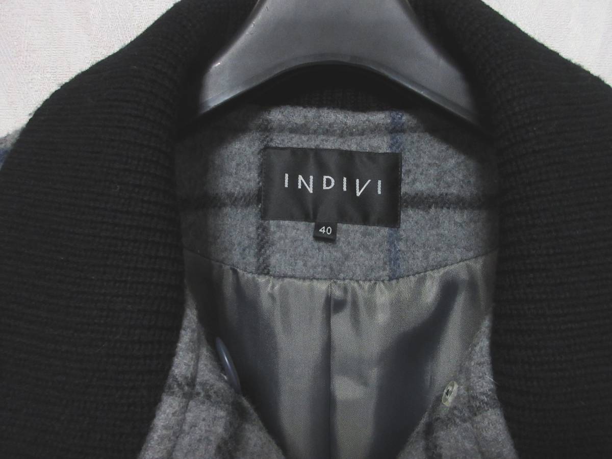 INDIVI インディヴィ コート ウール チェック irmri グレー レディース