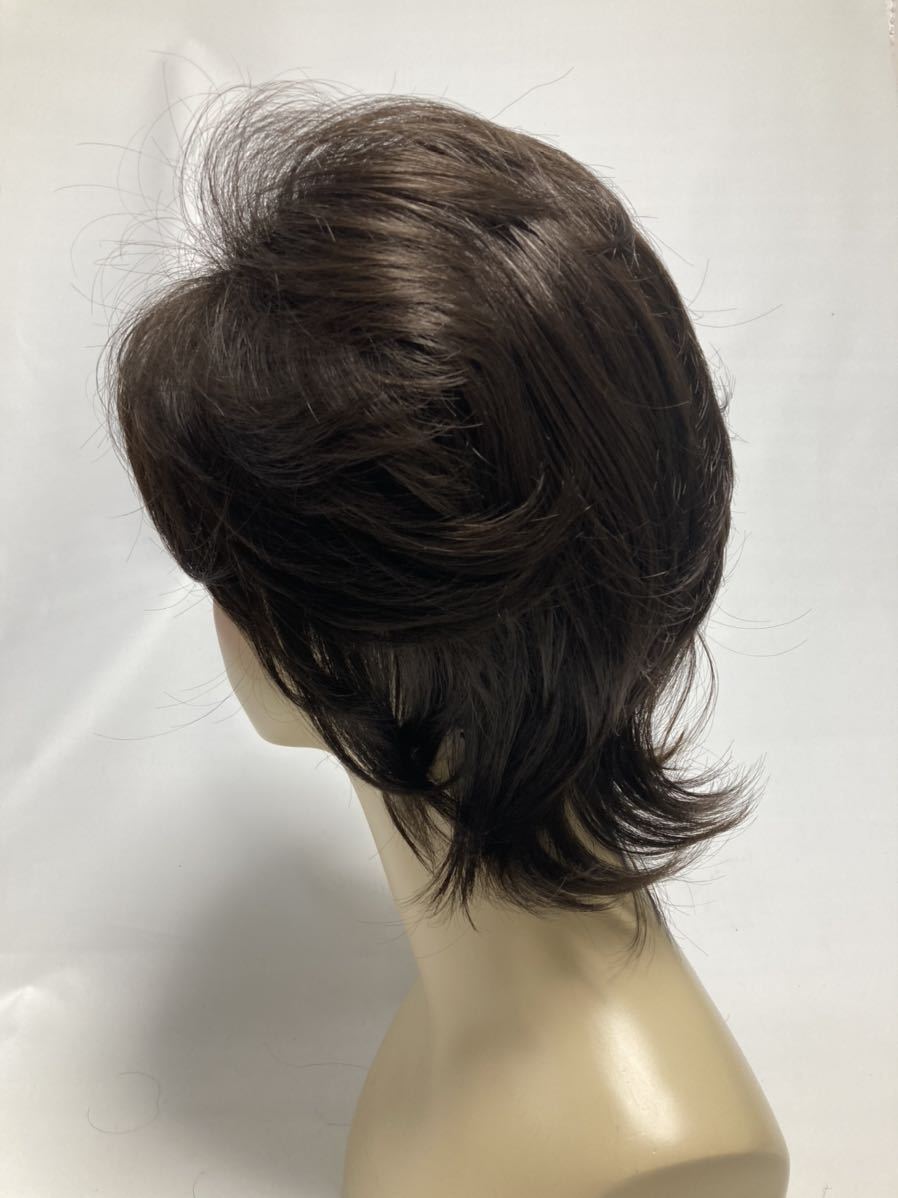 高品質　新品！未使用　自然ソフト　ウルフヘアウイッグかつら医療用にもダークブラウン★洗える男女兼用サイズ調節可耐熱　健康 安心_画像2