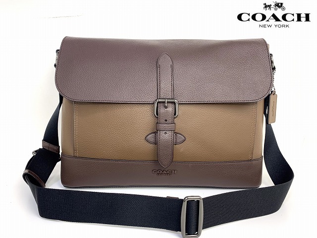【COACH】コーチ メッセンジャーバッグ レザー ブラウン 茶色 ヘリテージ 新品同様 送料無料 コーチ メンズ COACH レザー ハドソン