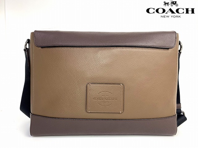 coach コーチ メッセンジャーバッグ レザー ブラウン プッシュロック 新品同様 送料無料 コーチ メンズ COACH レザー ハドソン
