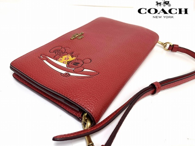  ultimate beautiful goods * free shipping * limitated model COACH Coach × Disney leather Mickey shoulder bag shoulder wallet 