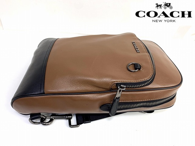 美品★送料無料★ コーチ メンズ COACH グラハム スムース レザー スリング パック ボディバッグ_画像6