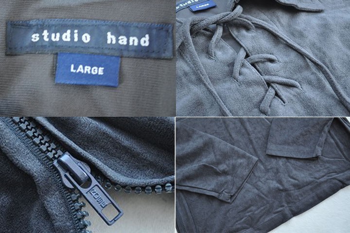 studio hand　　フェイクスウェードシャツ　　ウエスタン調　レースアップ　サイズLARGE　ピューター（濃いグレー）　新品_画像6