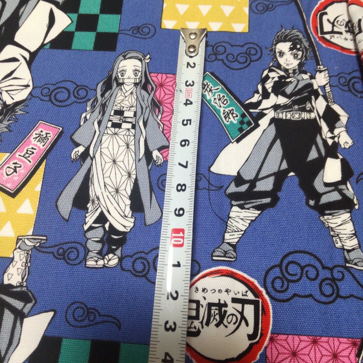 鬼滅の刃 オックス生地　廃盤柄　ブルー＆エンジ約50cm×約50cm　２枚セット