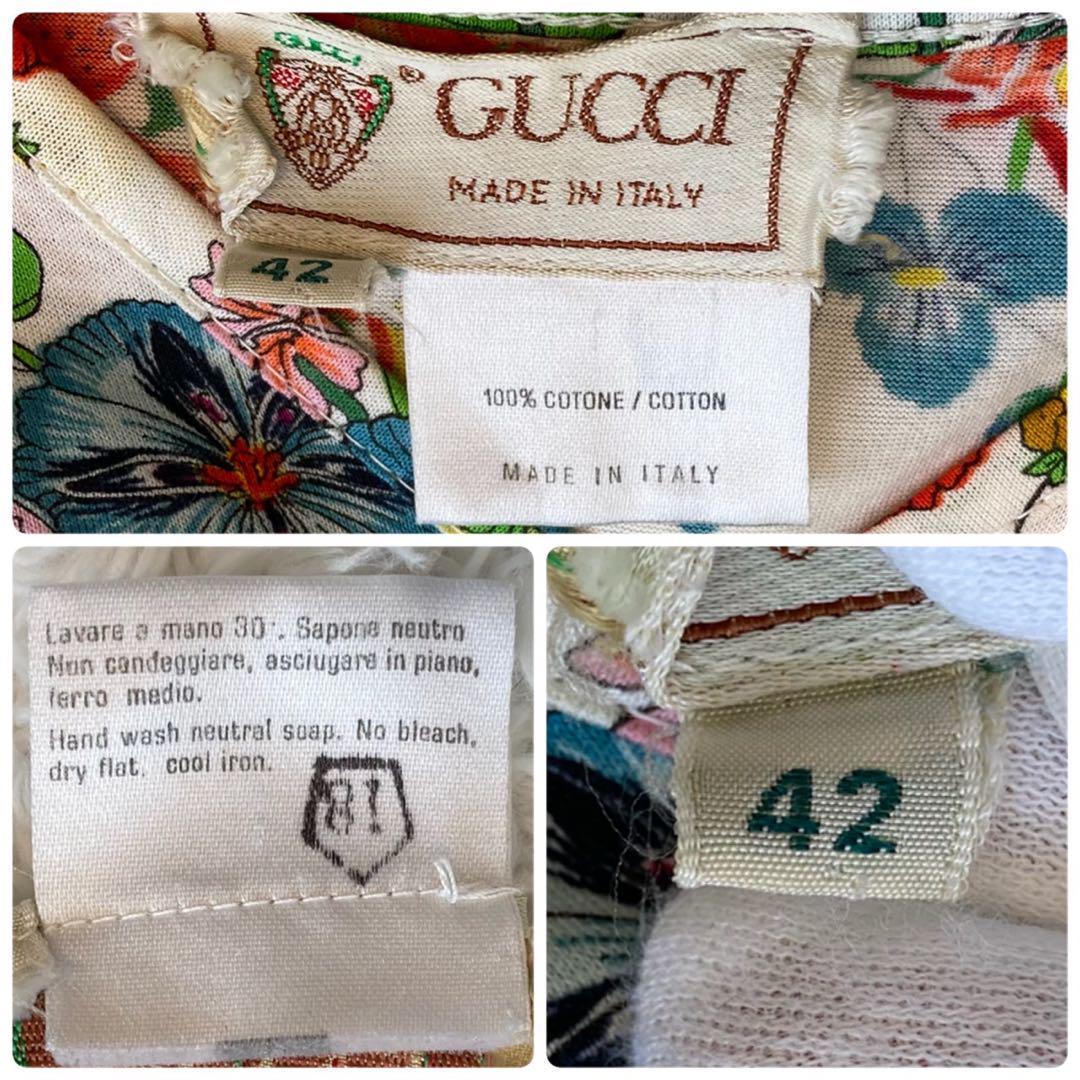 GUCCI☆ ヴィンテージ フローラ ワンピース 42 イタリア製 花柄 半袖