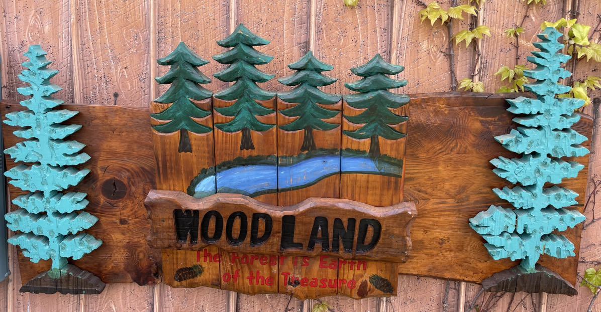 ◆1980年代のビンテージ木製看板・パイン・ツリー◆看板・木彫り・キャンプ・アウトドア・自然