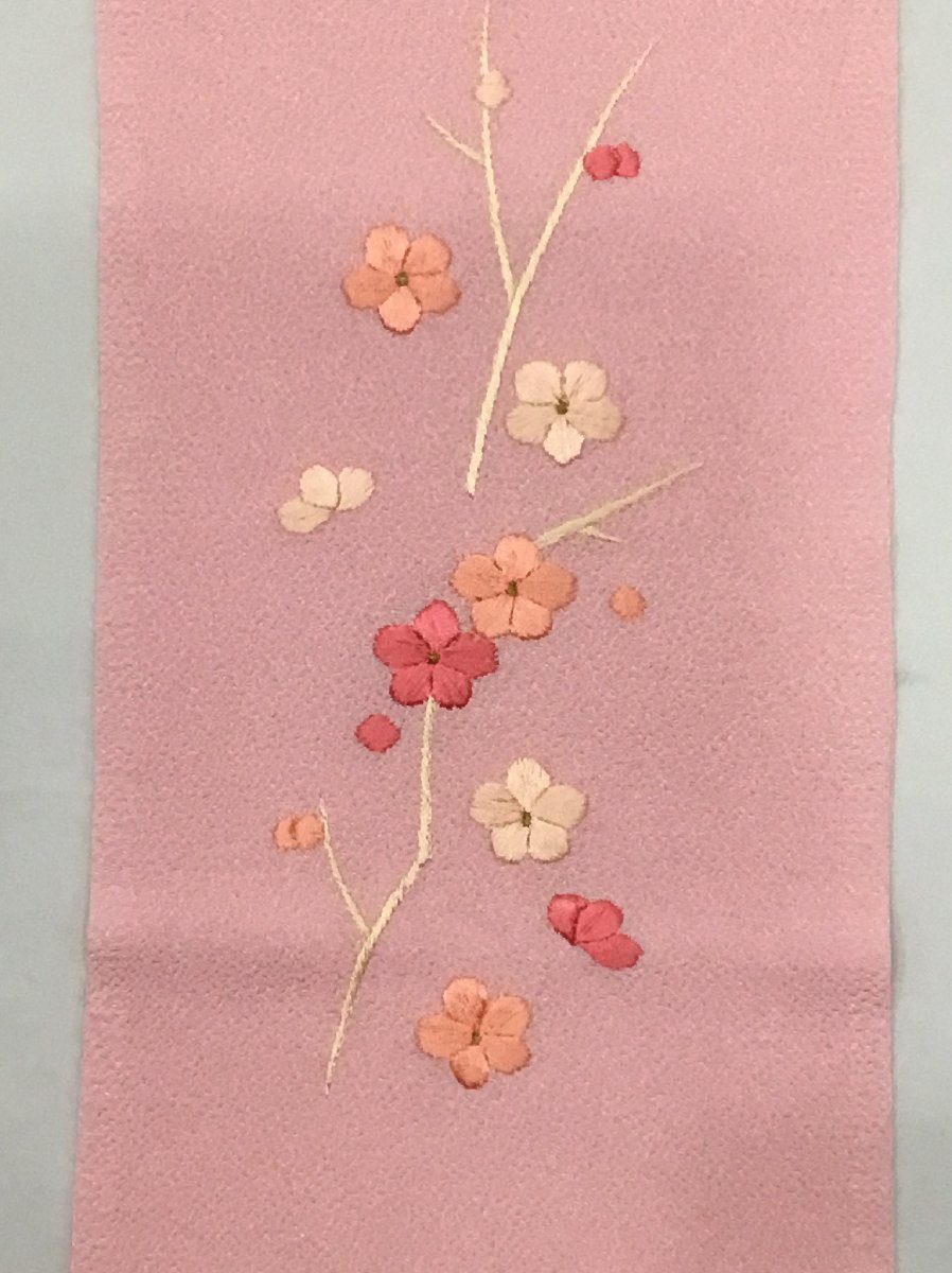 半衿/刺衿/未使用品/ポリエステル/ピンクに梅花の刺/美品/和装小物【ゆずりは】ｋ-102_画像4