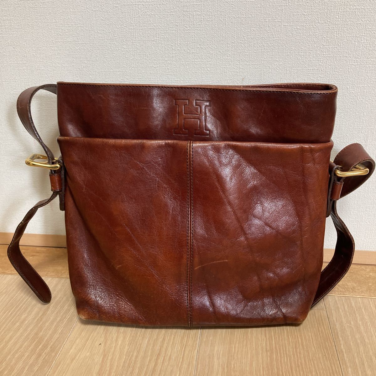 HIROFU Hirofu кожа сумка на плечо Brown Old сумка натуральная кожа Италия производства 