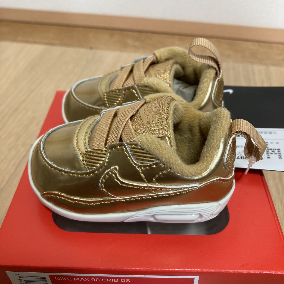 [ unused ]NIKE Nike AIR MAX 90 CRIB QS METALLIC GOLD size 1c 7cm Kids baby CV2397-700