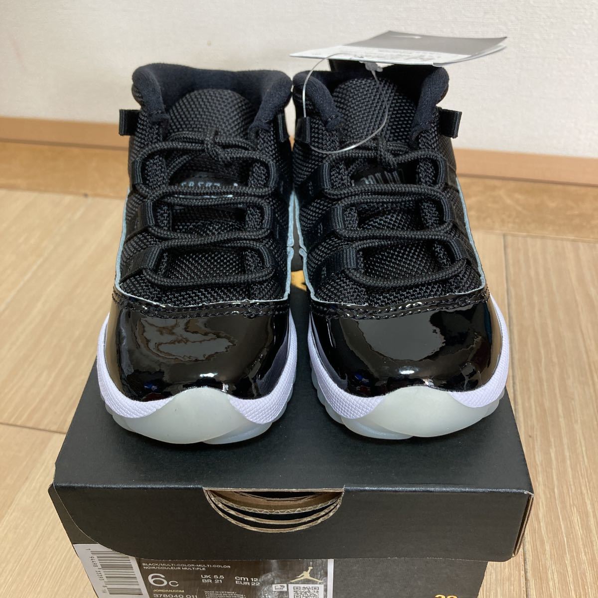 [ не использовался ]NIKE Nike AIR JORDAN 11 RETRO (TD) BLACK/MULTI размер 6c 12cm Kids 378040-011