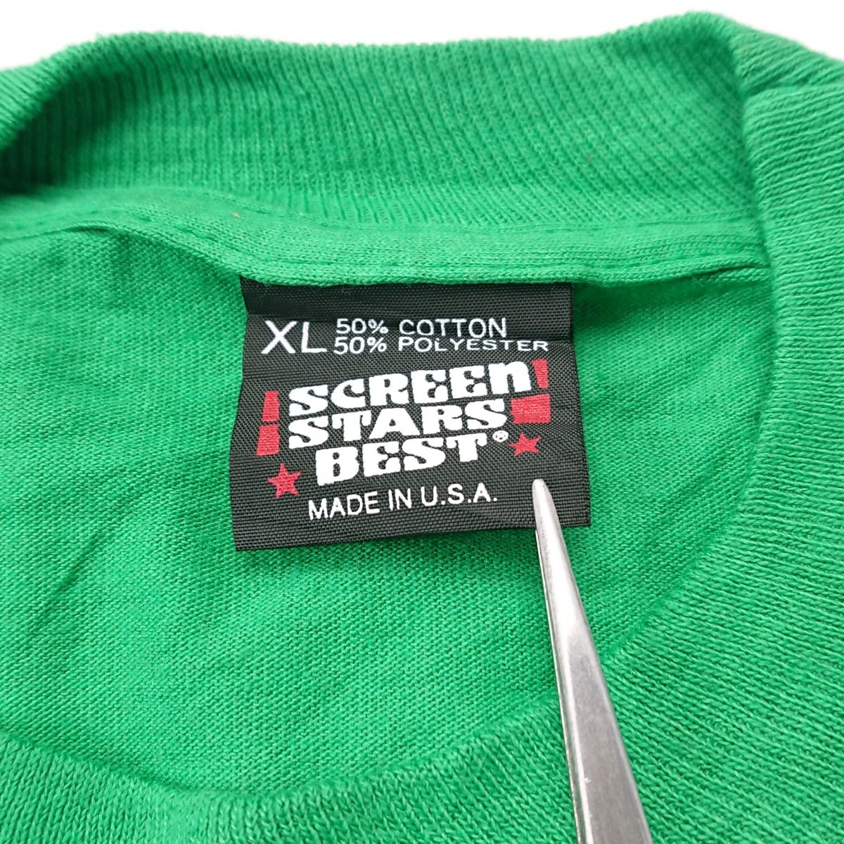 XL シングルステッチ SCREEN STARS BEST Tシャツ バックロゴ グリーン made in USA_画像3