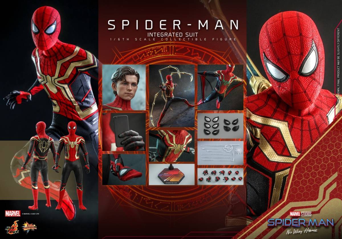 ホットトイズ 1/6 スパイダーマン：ノー・ウェイ・ホーム インテグレーテッドスーツ 未開封新品 MMS623 Spider Man hottoys_画像9