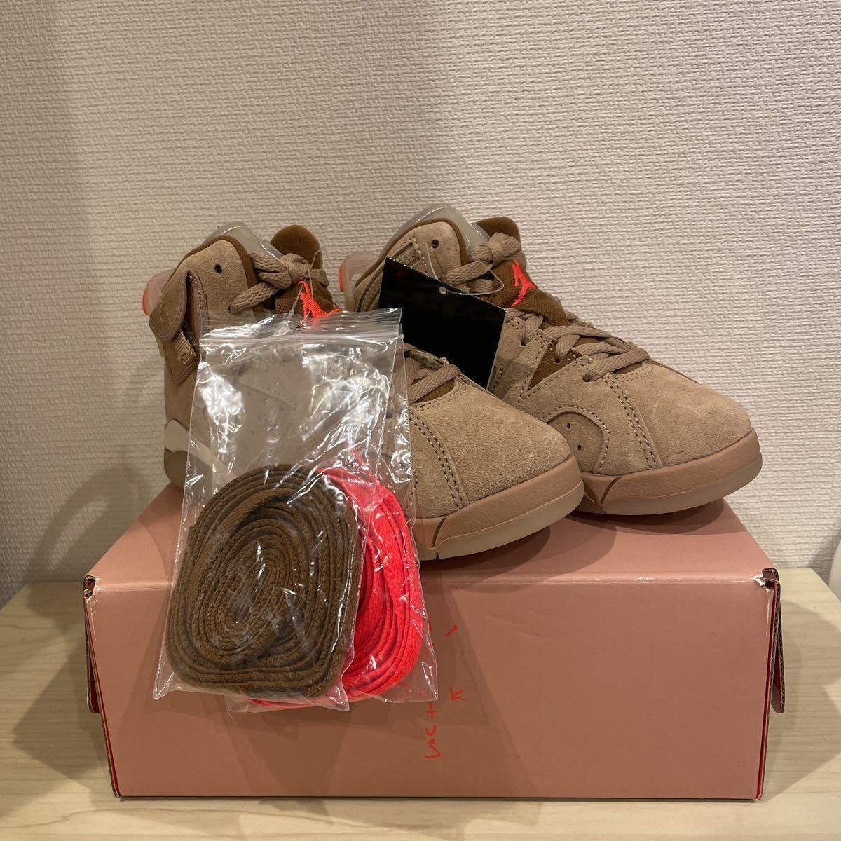 新品未使用18.0cm Travis Scott × Nike PS Air Jordan 6 British Khaki トラヴィス・スコット × ナイキ AJ6 カーキ DH0693-200_画像2