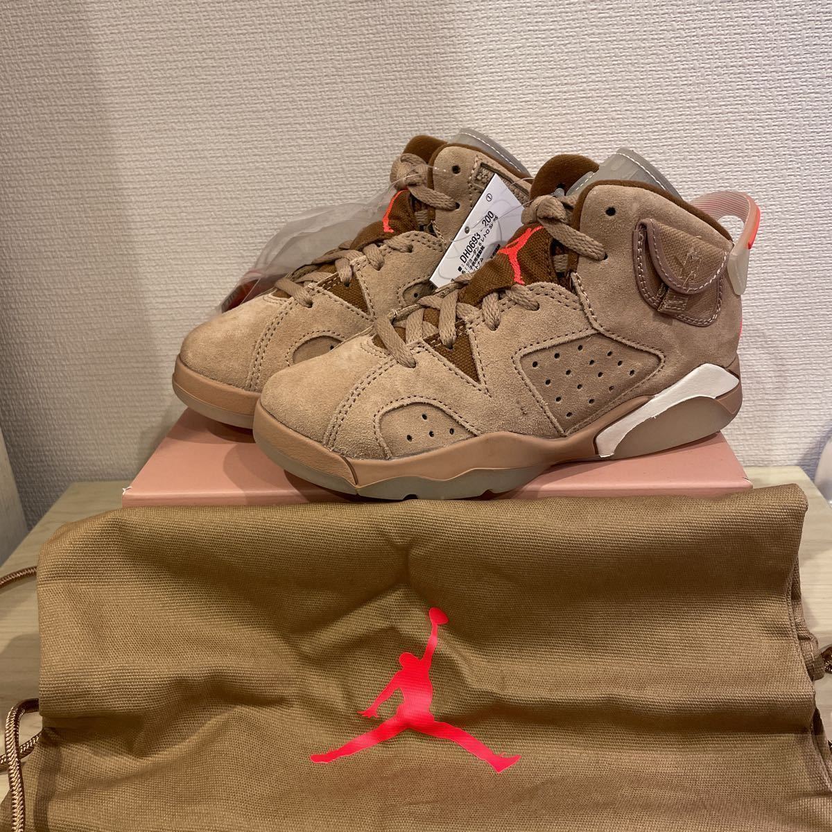 新品未使用18.0cm Travis Scott × Nike PS Air Jordan 6 British Khaki トラヴィス・スコット × ナイキ AJ6 カーキ DH0693-200_画像1