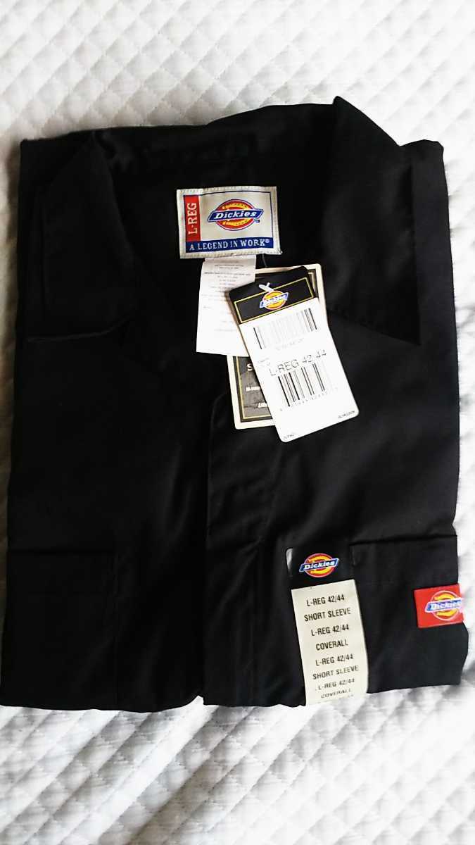 ●Dickies ディッキーズ ツナギ ●半袖 ●サイズ：L-REG 42/44 色：ブラック ※新品 未使用_画像1