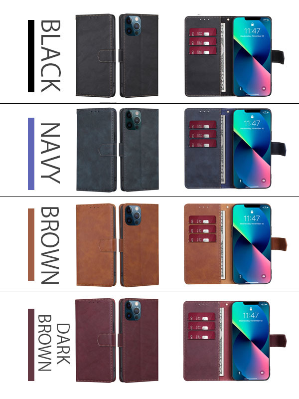 iPhone 12/12Pro用 スマホケース 新品 手帳型 レザー アイフォン カード収納 携帯 ケース ケータイカバー 無地 ブラック 12 12Pro_画像9