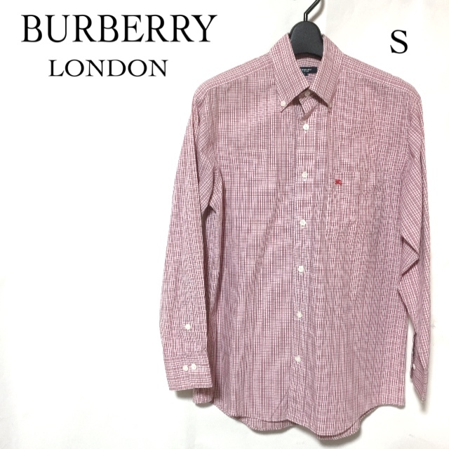 バーバリー BDシャツ S/BURBERRY LONDON ボタンダウン 赤系チェック 長袖 ホースマーク刺繍