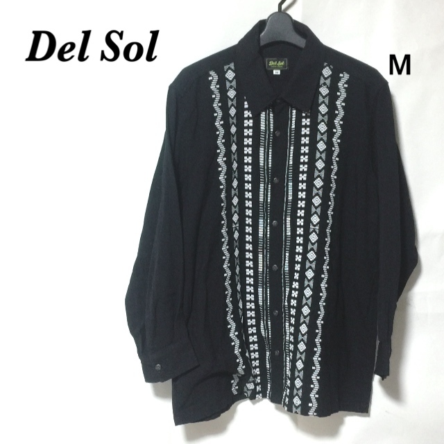 DEL SOL シャツ M/デルソル グアテマラ製 刺繍 コットン_画像1