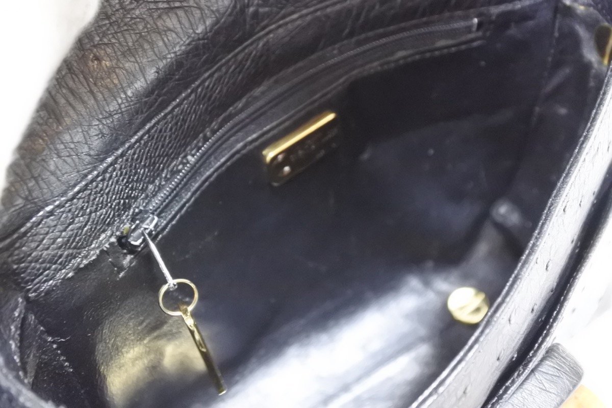 1円○美品○クリエイションルセ○オーストリッチ使用 ショルダーバッグ