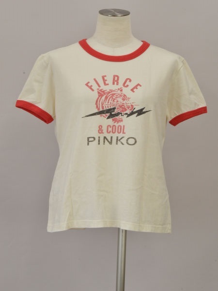 ピンコ PINKO Tシャツ/カットソー SHENZHEN T-SHIRT JERSEY DI 半袖 XSサイズ オフホワイト レディース e_u F-S4336_画像1