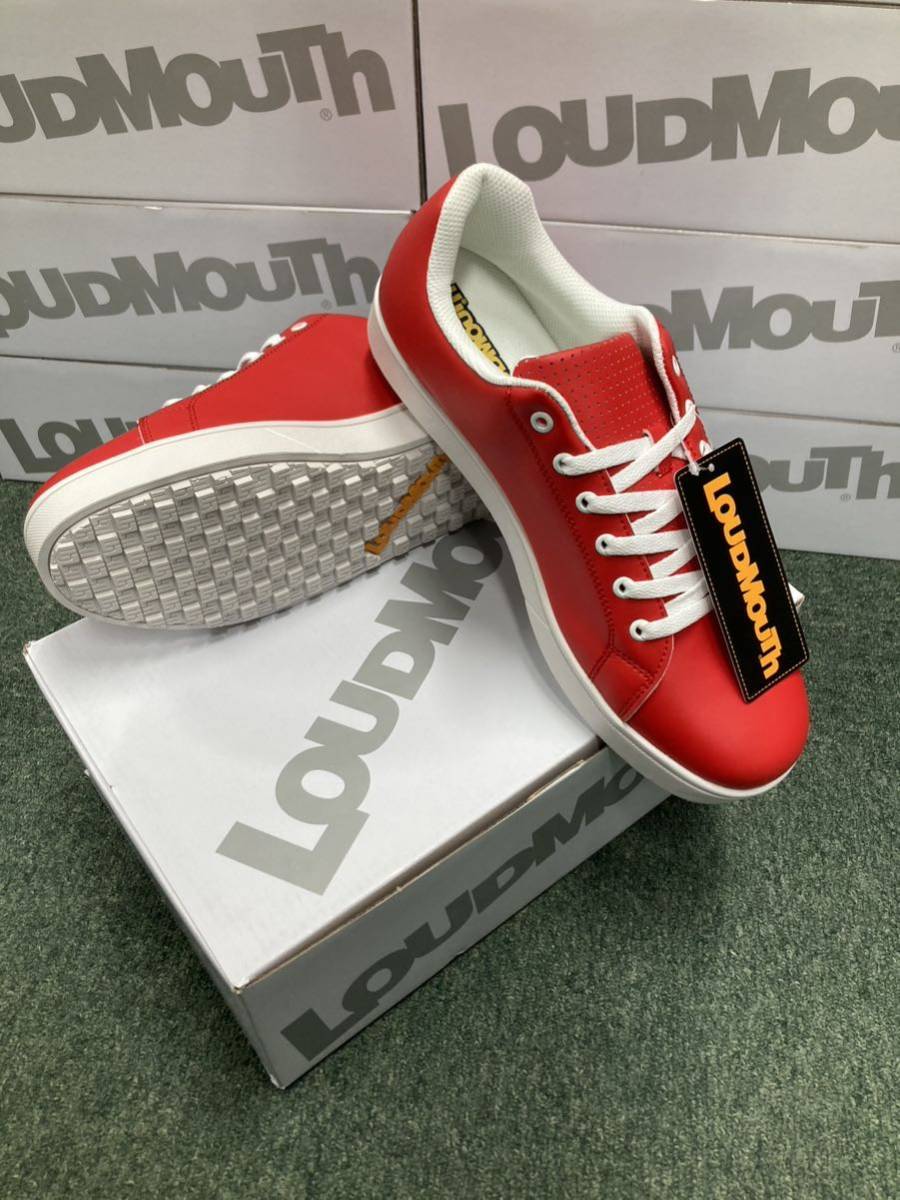 * new goods loud mouse spike less golf shoes Big Logo [ red ]26.5cm