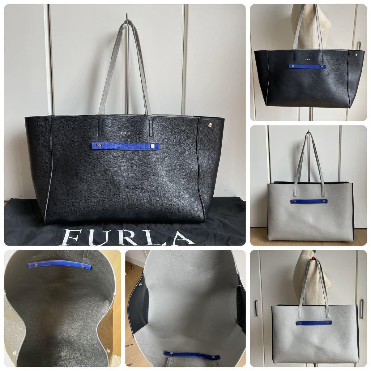 フルラウオモ FURLA UOMO リバーシブルトートバッグバイカラー中古