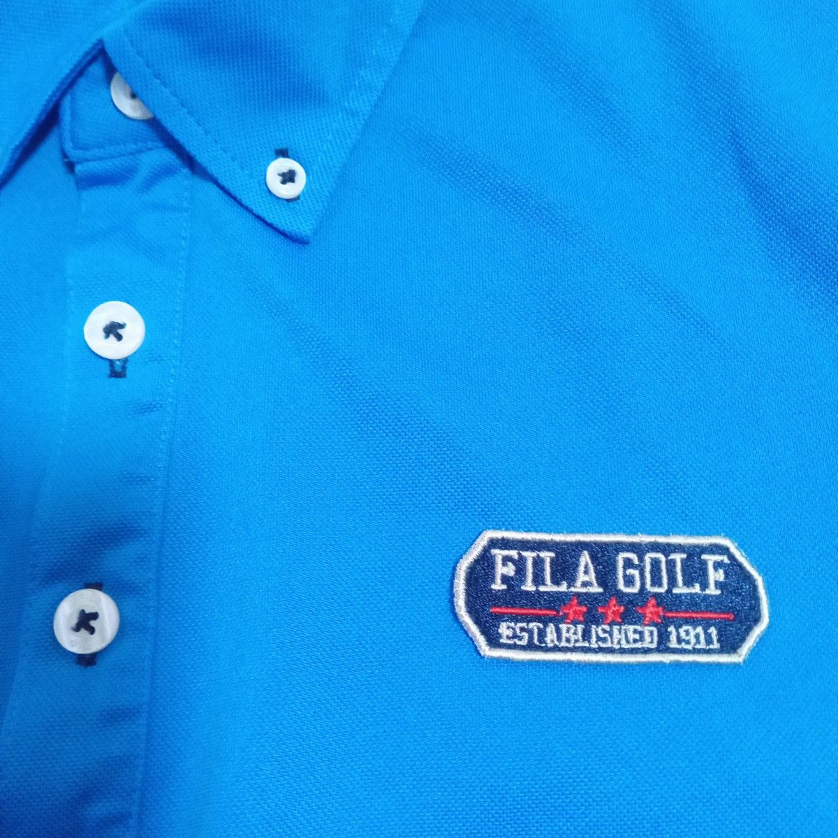 FILA GOLF フィラゴルフ　メンズ　ボタンダウン　半袖ポロシャツ　Lサイズ  ブルー