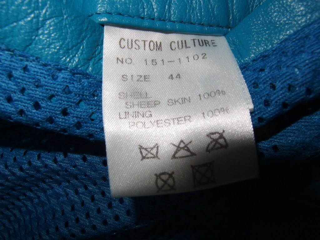 CUSTOM CULTUREカスタムカルチャーレザージャケット（羊革）44サイズ（Sサイズ？Mサイズ？）鮮やかなブルーカラー/シープスキン/151-1102_画像10