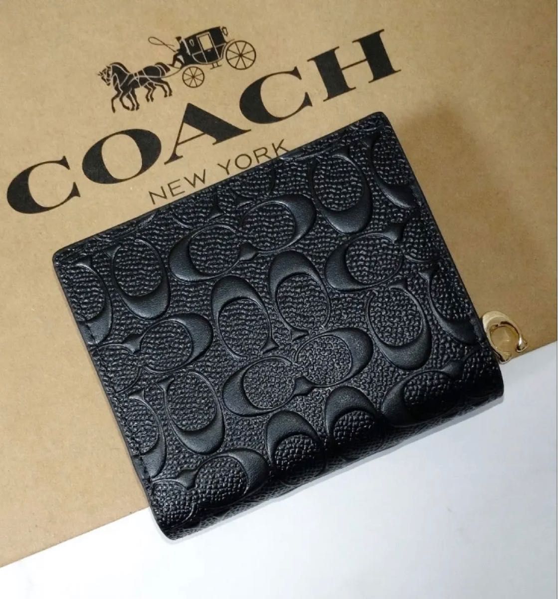 新品・未使用】COACH 財布 メンズ エンボスシグネチャーブラック