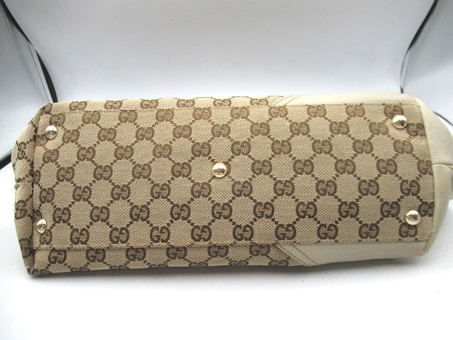 ☆GUCCI グッチ 肩掛け トートバッグ 169945 GGキャンバス×レザー ベージュ系 中古 レディースバッグ☆_画像3