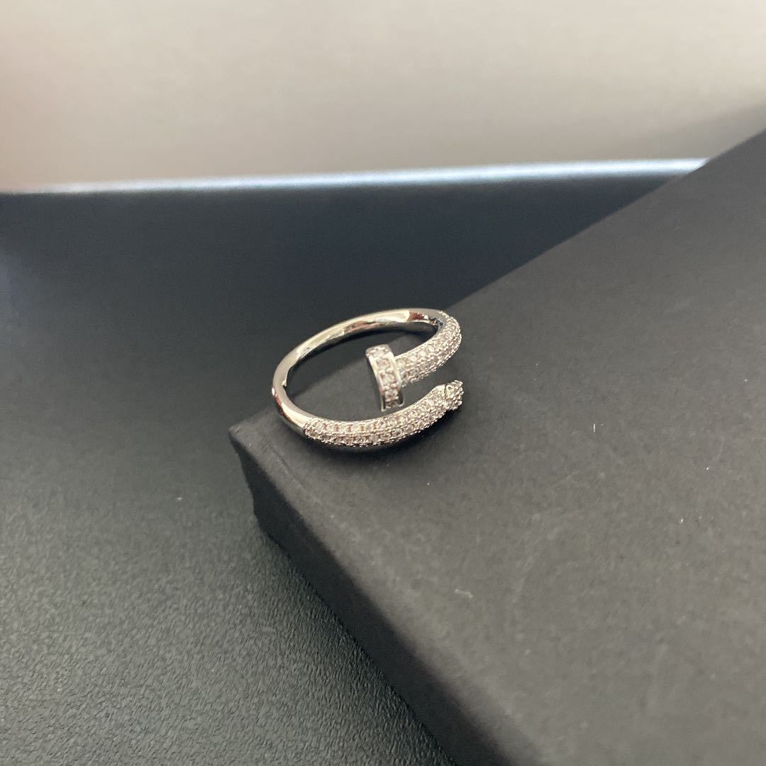  silver 1 psc nail ring .. ring high quality CZ diamond sil(ver) bar ring 