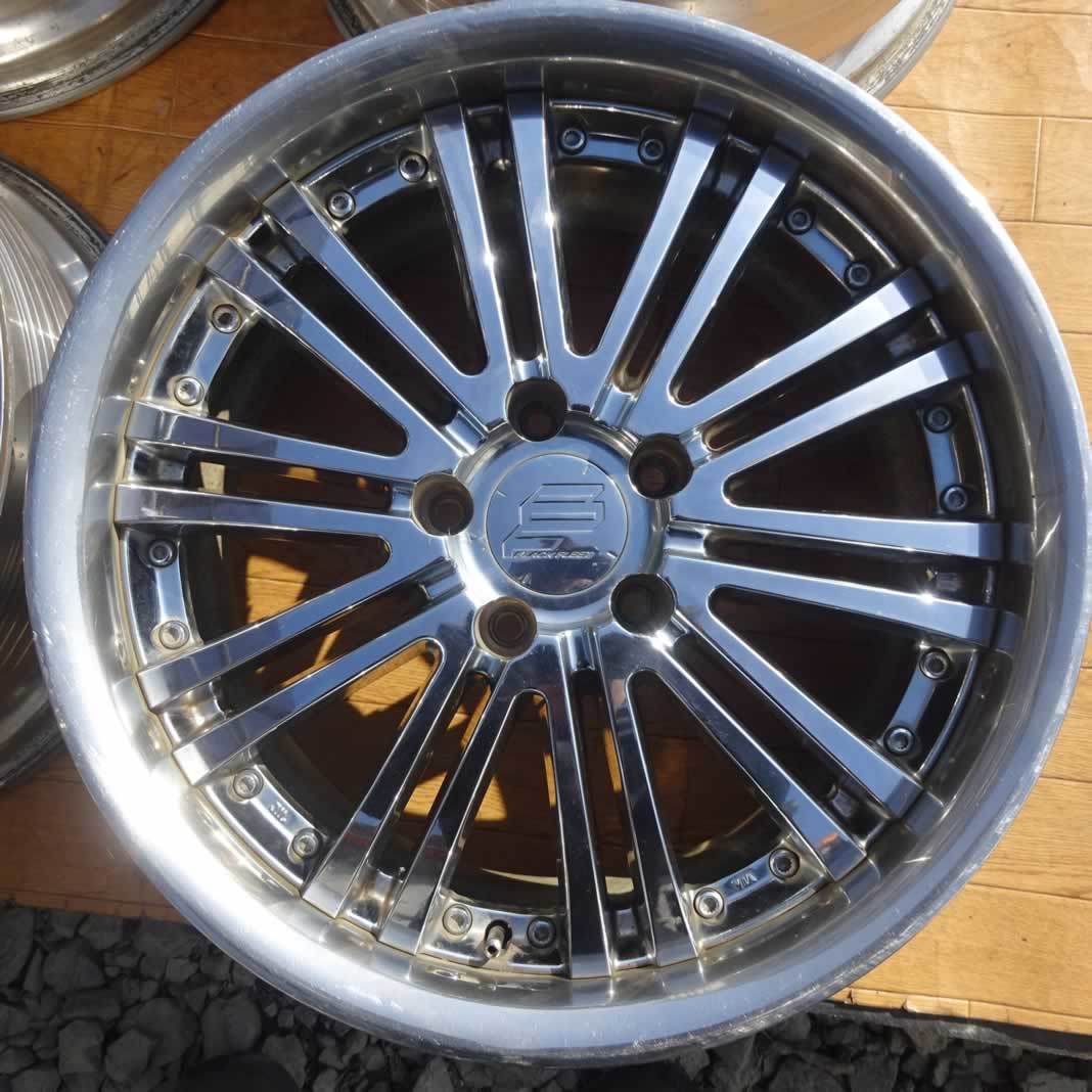 4本SET 会社宛 送料無料 18×8J RAYS BLACKFLEET ブラックフリート アルミ 5穴 PCD 114.3mm ET+45 ハブ径73mm マークX プリウスα NO,Z0976_画像2