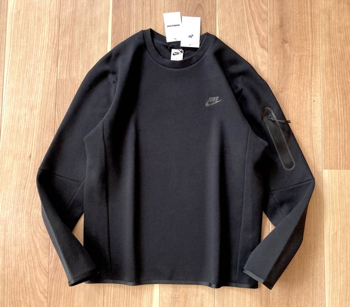 正規品 / NIKE / TECH FLEECE CREW / black / L サイズ / ナイキ テックフリース クルー スウェット ポケット_画像1