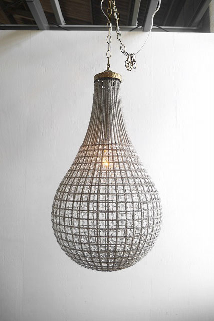 アンティーク調　フランス　ガラス装飾　1灯シャンデリア　大　B　ライト　ランプ