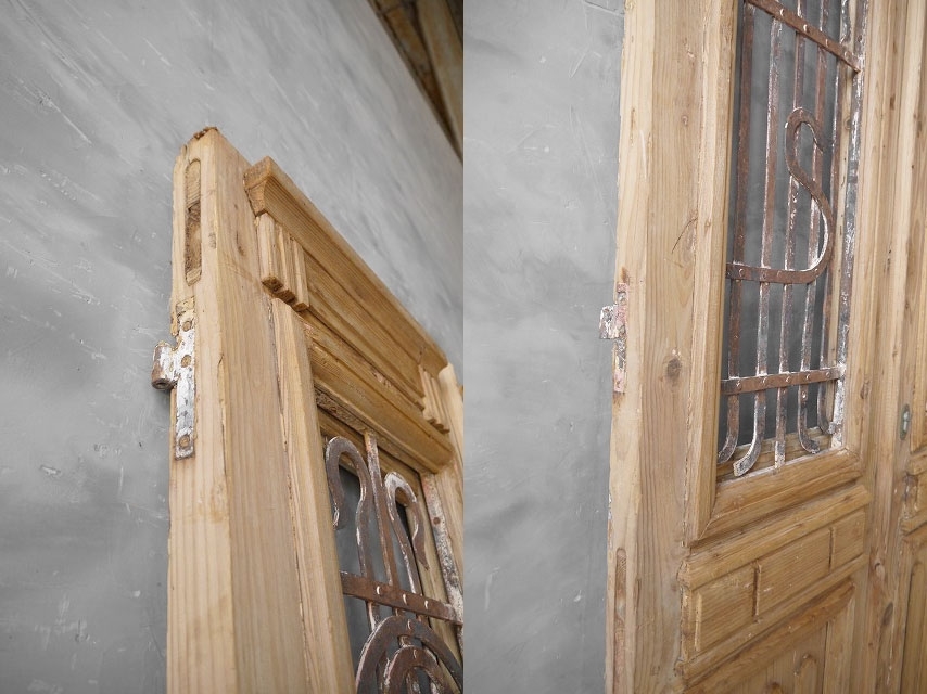  antique France large iron .. wood door set F door . store furniture door 