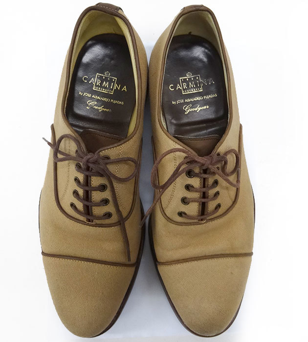karumina canvas strut chip shoes FF3422 CARMINA men's size 7 25cm rank Brown shoes 