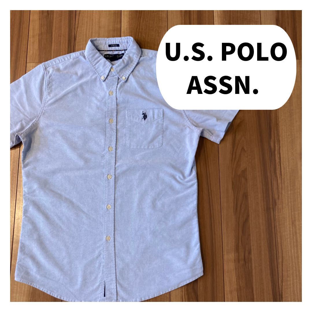 U.S. POLO ASSN. ポロアッスン 半袖 シャツ ボタンダウン ワンポイント 胸ポケット ビッグシルエット USA企画 サイズM 玉mc1406_画像1