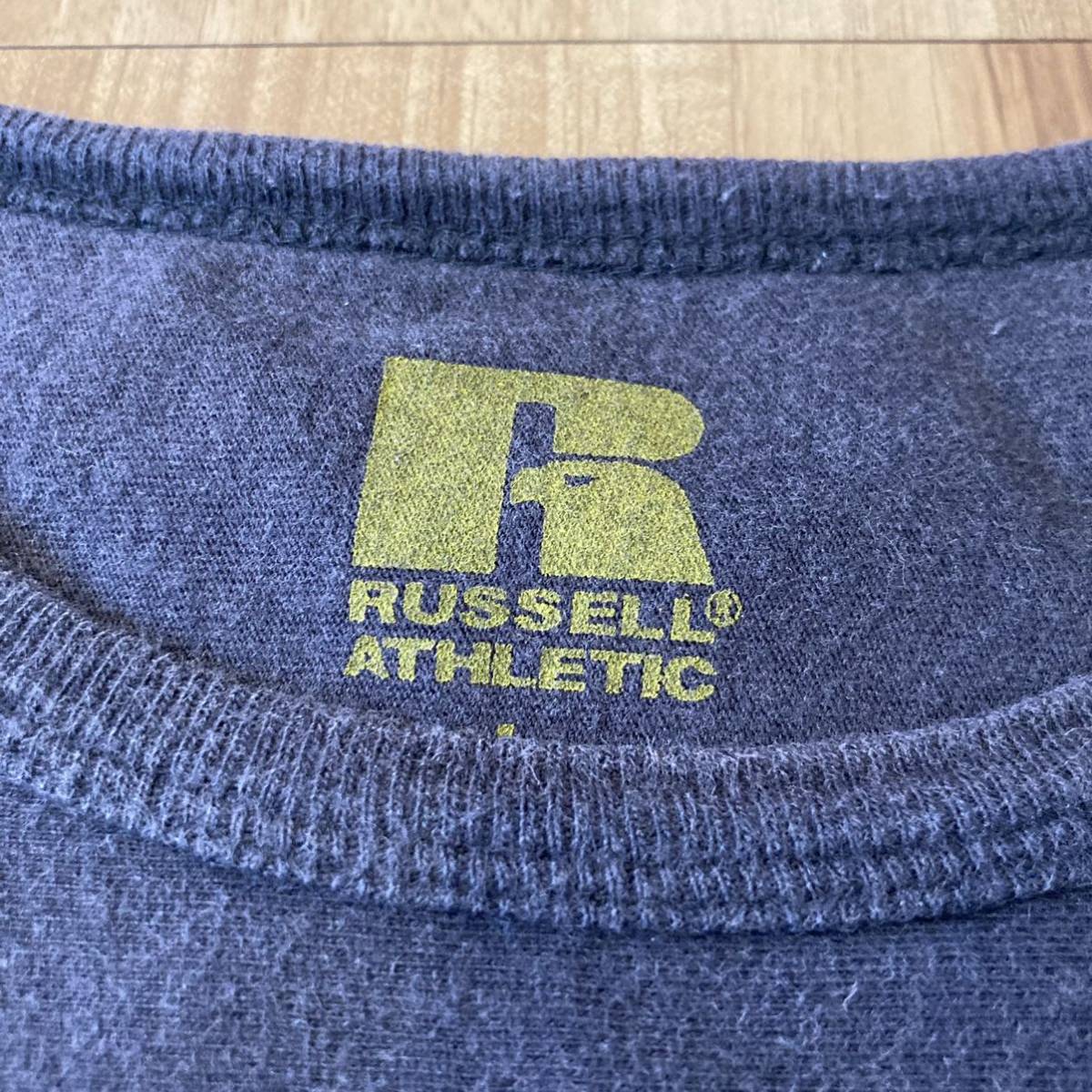Russell Athletic ラッセル Tシャツ 半袖 プリントロゴ ビッグロゴ 4段プリント アメフト ブラック サイズL 玉mc1399_画像6