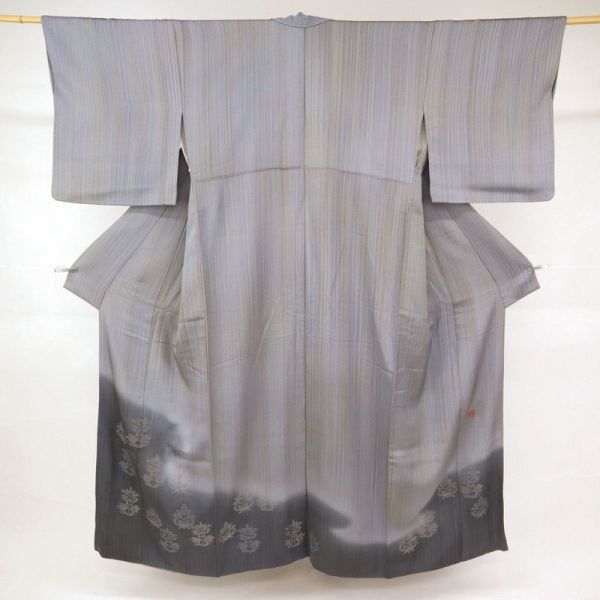 色留袖】 『藤林徳扇』 苑寿 霞に双鳥文 落款有 グレー 袷 正絹 着物