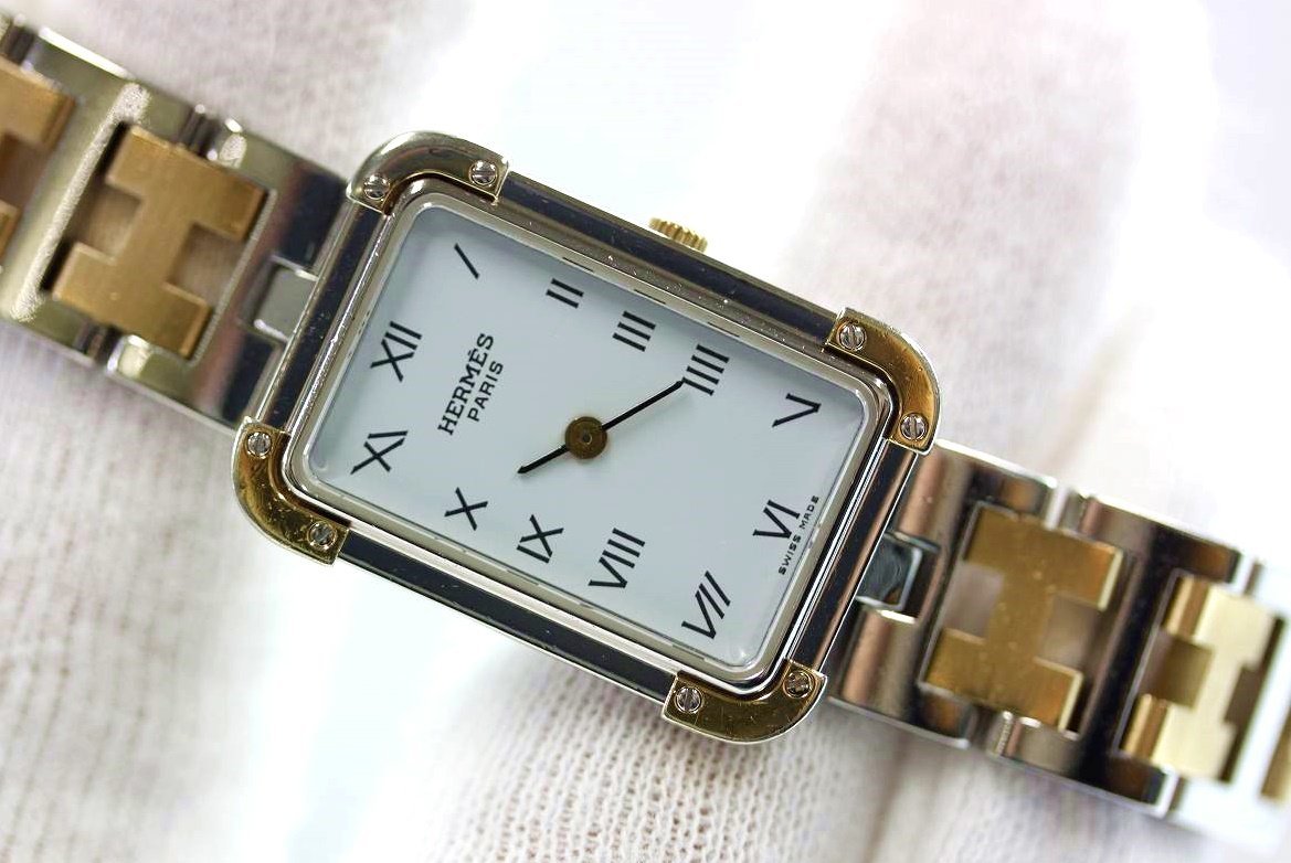 1円～ポリッシュ済/超美品～HERMES　クロアジュール　エルメス　Ladys　WhiteDial　詳細写真多数　電池交換済・テストクリア_画像1