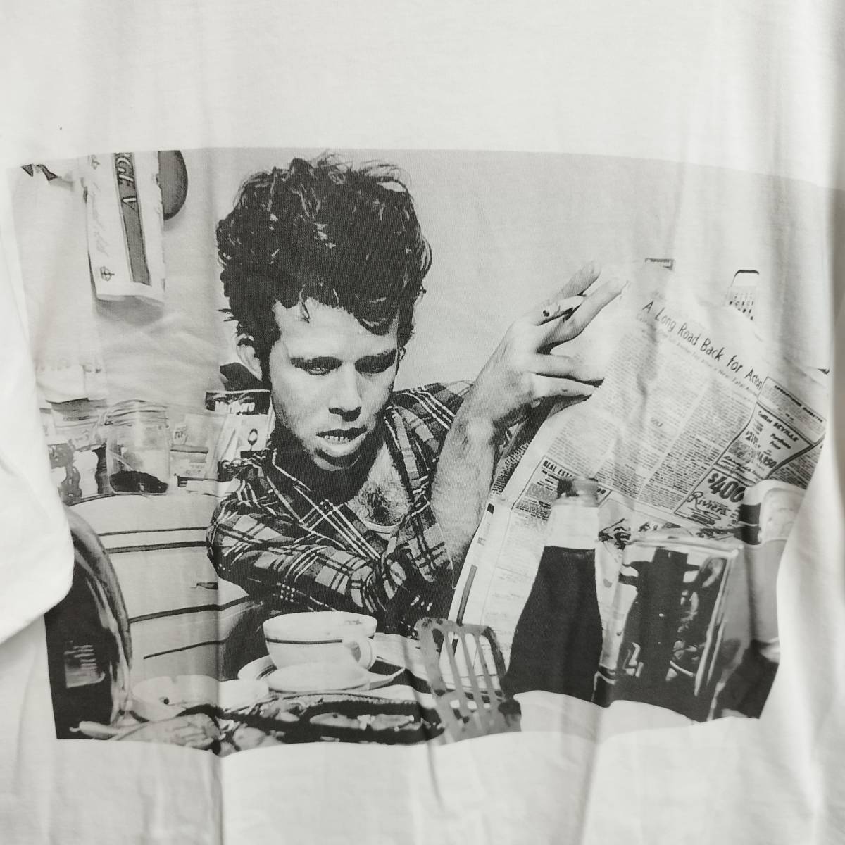 トムウェイツ（Tom Waits) ビッグプリントバンドTシャツ【Lサイズ】★送料無料/新品 80'sバンドT ロックT rock down by law_画像2