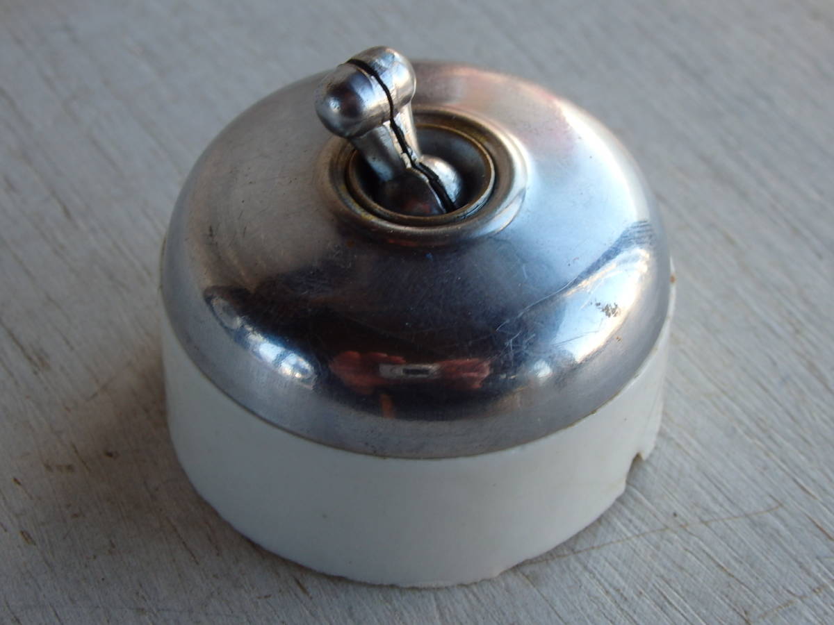 フランスアンティーク ダブルスイッチ 陶器 クロム　アトリエ ブロカント 工業系 インダストリアル 蚤の市 磁器 照明器具 _画像10