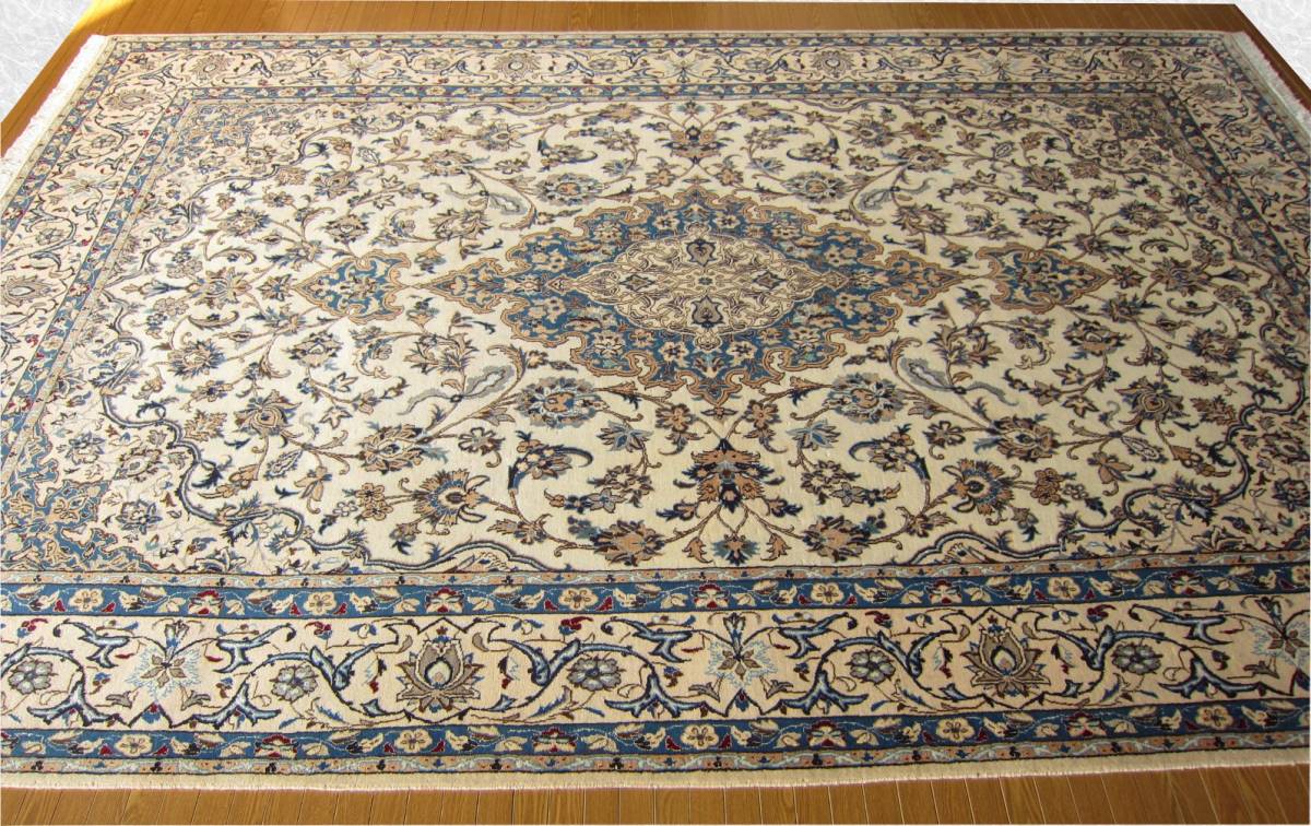 Xイラン直輸入ナイン産ペルシャ絨毯□