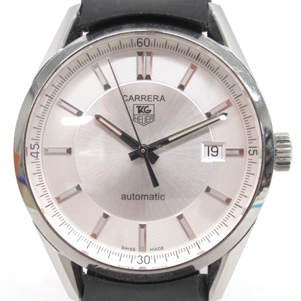 KR33251 タグホイヤー 腕時計 自動巻き カレラ キャリバー5 WV211A-0 白系文字盤 社外製ベルト メンズ TAG HEUER 中古