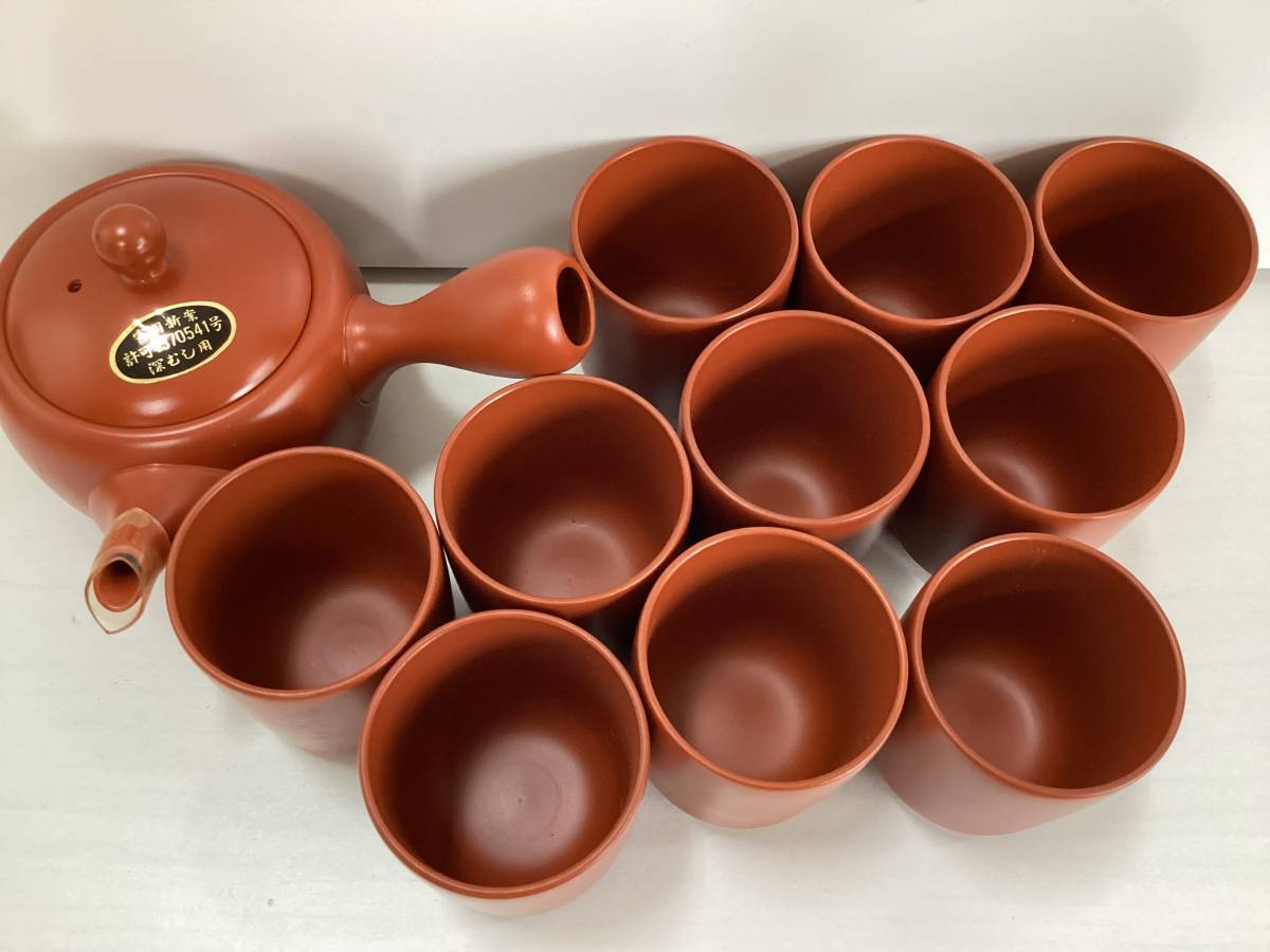常滑焼 茶器セット 急須 ゆのみ 朱泥 在銘 深むし用 C242