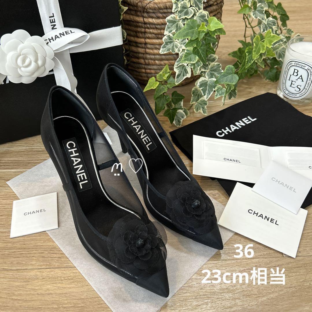 Yahoo!オークション   送料無料 CHANEL シャネル メッシュパンプス