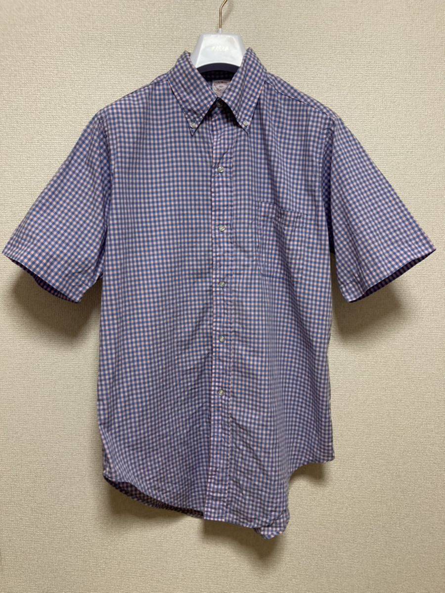 70's USAヴィンテージ Brooks Brothers 6ボタン　USA制 ブルックスブラザーズ MAKERS 赤タグ ボタンダウン 半袖 ギンガムチェック 15 1/2