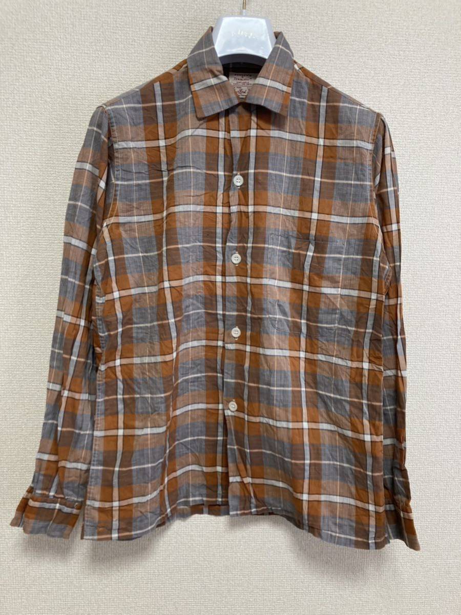 50's USAヴィンテージ PENNEY'S TOWNCRAFT 長袖シャツ BOXシャツ チェックシャツ オープンカラーシャツ SMALL(14-14 1/2)ブラウン系