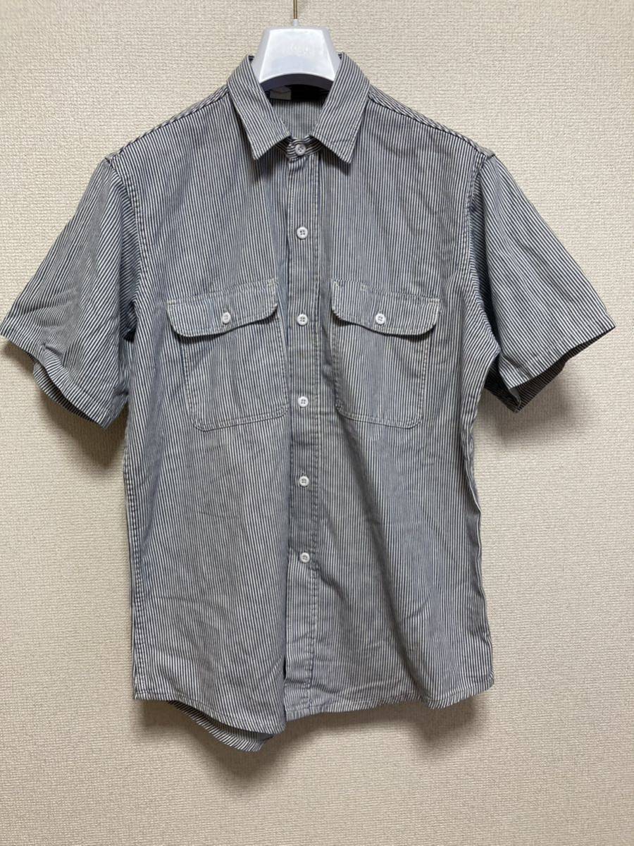 80's90's USAヴィンテージ Prentiss プレンティス 半袖シャツ ワークシャツ　ヒッコリーワークシャツ USA製 M