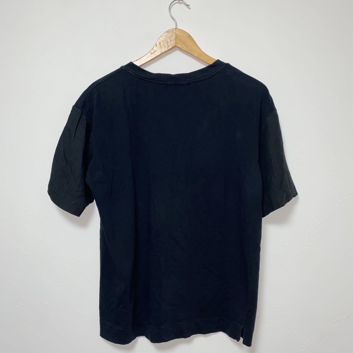  regular goods MARGARET HOWELL Margaret Howell short sleeves sleeve linen switch T-shirt cut and sewn black black M size cotton flax made in Japan men's 